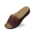 thumbnail image 1 of Slippers for Women,Stylish Opentoe Wedges With Leather Top And Flower Slippers Are Comfortable Shoes With Temperament,Womens Slippers,,6.5, 1 of 9
