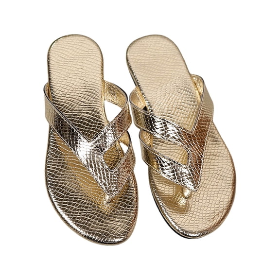 Slippers for Women,Summer Fashion Flip Flops Comfortable Beach Slippers With Temperament,Womens Slippers,Gold,8.5