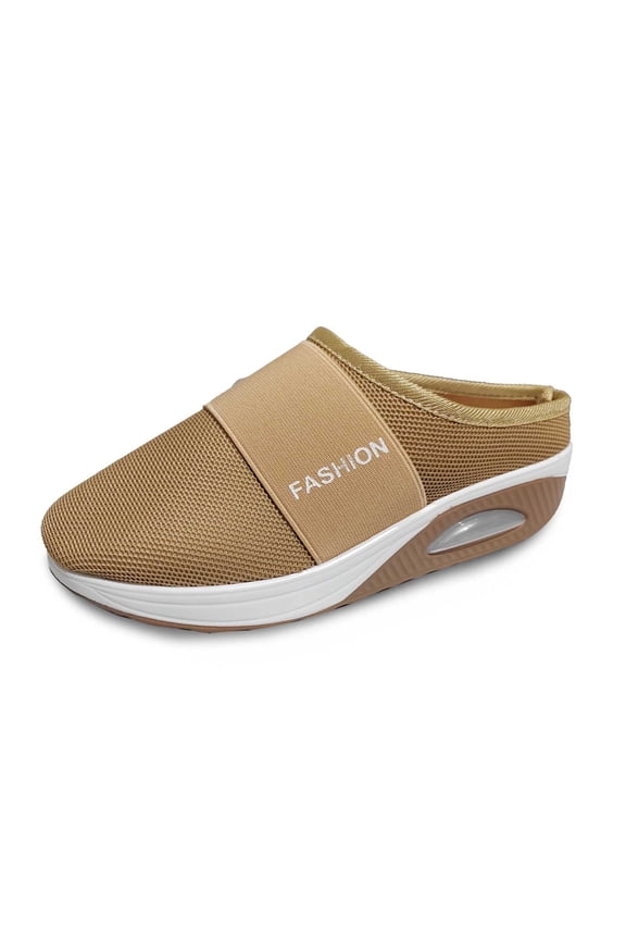 Slippers for Women,Summer Fashion Solid Color Fine Mesh Wrapped Toe Slippers Comfortable Non Beach Slippers,Womens Slippers,Khaki,6.5