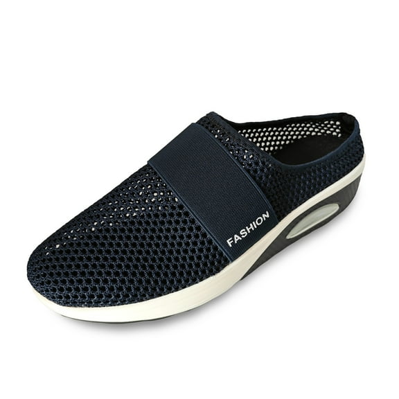 Slippers for Women,Summer Fashion Solid Color Large Mesh Bag Toe Slippers Comfortable Non Beach Slippers,Womens Slippers,Dark Blue,6.5