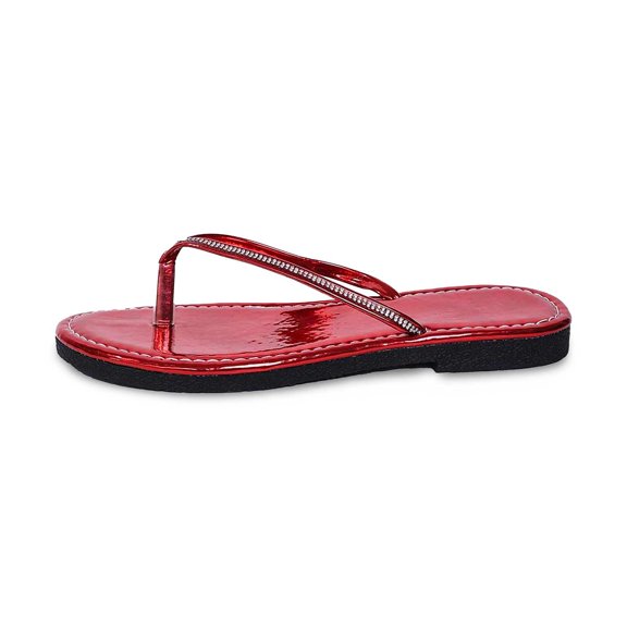 Slippers for Women,Summer Fashion Solid Color Rhinestone Slippers Comfortable Beach Slippers With Temperament,Womens Slippers,Red,9