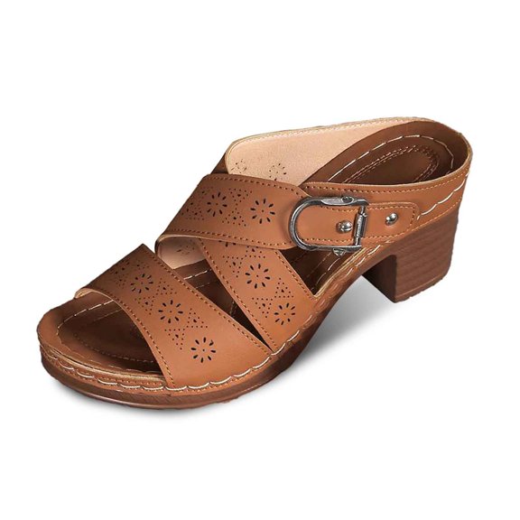 Slippers for Women,Summer Slipper Open Toe Design With Buckle Closure Casual Footwear For Daily Wear Comfortable Wedge Heel,Womens Slippers,Brown,9