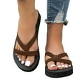 thumbnail image 1 of Slippers for Women,Summer Slippers Casual Comfortable Flat Slide Sandals Soft Suede Flip Flops For Beach Outdoor Indoor Wear,Womens Slippers,Brown,6, 1 of 9