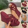 thumbnail image 1 of Slippers for Women Summer Wedge High Heel Open Toe Slip-on Slides Shoes Summer Casual Outdoor Indoor Beach Sandals, 1 of 5