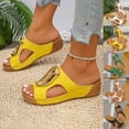 thumbnail image 1 of Slippers for Women Summer Wedge Thick Sole Peep Toe Slip-on Slides Shoes Summer Casual Outdoor Indoor Beach Sandals, 1 of 9