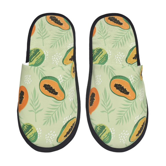 Slippers for Women, Tropical Papaya leaf Womens Slippers Fuzzy Winter House Shoes, Soft Anti-Skid Slippers Indoor and Outdoor