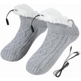 thumbnail image 1 of Slippers for Women Usb Heated Slipper Socks Indoor Foot Warmer with Sole Fast Heating, 1 of 3