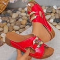 thumbnail image 1 of Slippers for Women Wedge Open Toe Slip-On Slides Slippers Women's Fashionable Casual Daily Outdoor Beach Shoes Footwear Red 40, 1 of 8