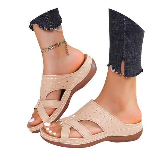 Slippers for Women,Wedge Slippers 2025 Summer Round Toe Thick Sole Fashion Casual Wear Slippers For Women,Womens Slippers,White,5