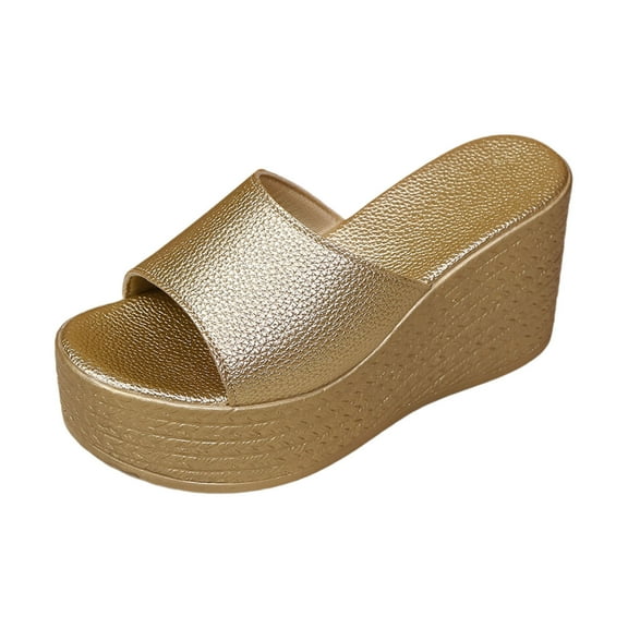 Slippers for Women,Wedges Shoes Toe Ladies Slippers For Women Causal Slippers Classic Fit Sandals Slipper,Womens Slippers,Gold,9