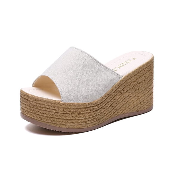 Slippers for Women,Wedges Shoes Toe Ladies Slippers For Women Causal Slippers Classic Fit Sandals Slipper,Womens Slippers,White,7.5