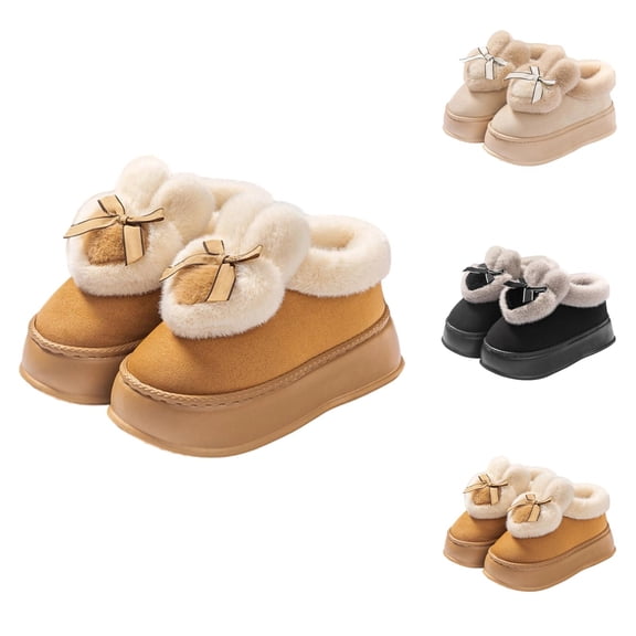 Slippers for Women Winter Fuzzy Cute Heart Plush Memory Foam Slippers Indoor Outdoor Platform House Shoes