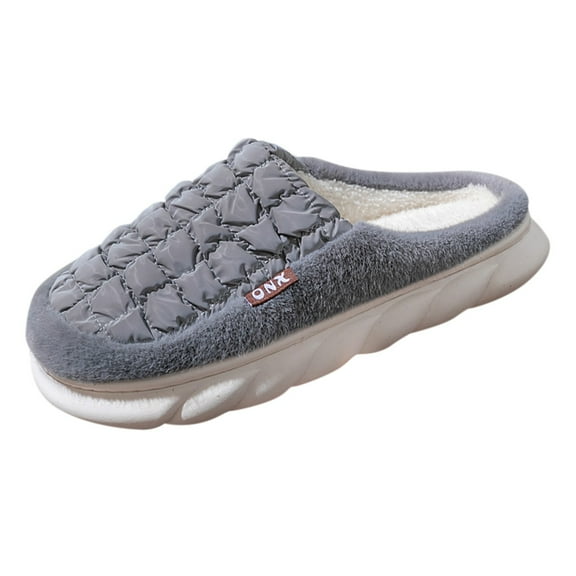 Slippers for Women,Winter Indoor Home Velvet Cozy Thick Sole Non- Slippers for Her Comfort,Womens Slippers,Grey,9.5