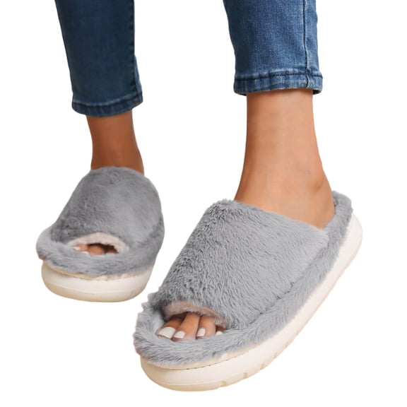Slippers for Women,Winter Insulation On Slippers with Flat Bottom for Cozy Indoor Comfort and Fashionable Lounging Wear,Womens Slippers,Grey,7