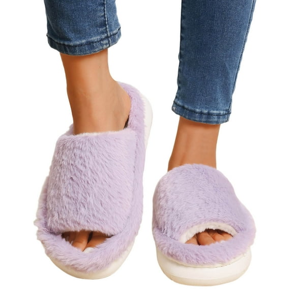 Slippers for Women,Winter Insulation On Slippers with Flat Bottom for Cozy Indoor Comfort and Fashionable Lounging Wear,Womens Slippers,Purple,8.5