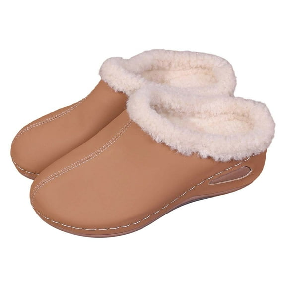 Slippers for Women,Winter On Clogs With Cozy for Indoor And Outdoor Wear Featuring Sloped Heel And Non Sole Design,Womens Slippers,Khaki,8