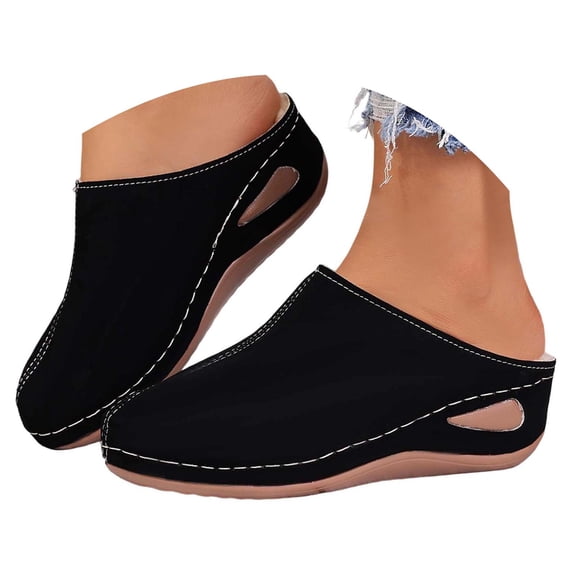 Slippers for Women,Winter Slippers For Indoor And Outdoor Cozy Lined Shoes With Sloped Heel Comfortable Warm Soft Sole,Womens Slippers,Black,9.5