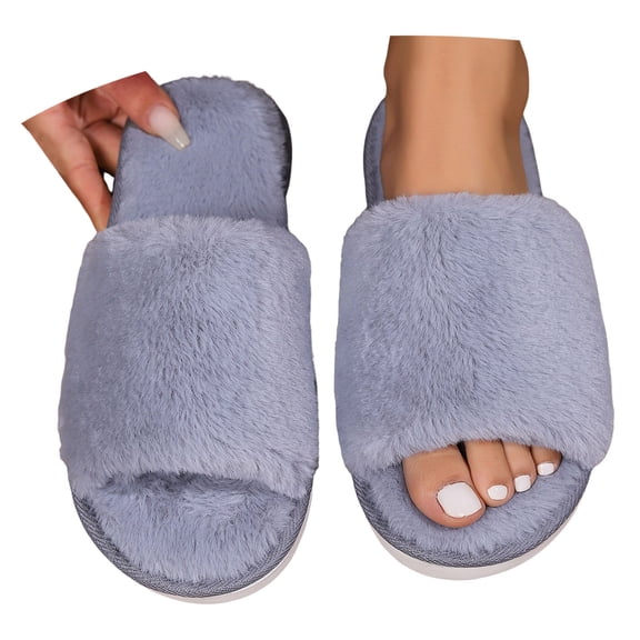 Slippers for Women,Womens Slippers with Solid Design Thick Sole for Indoor Comfort and Warmth Cozy Non- Footwear Relaxation,Womens Slippers,Grey,10.5