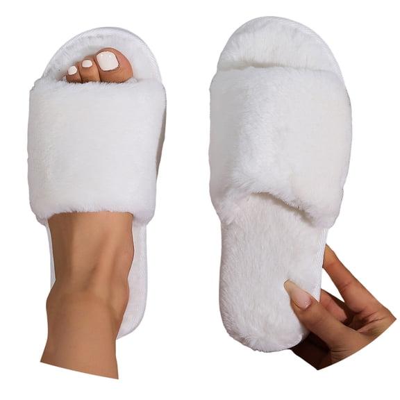 Slippers for Women,Womens Slippers with Solid Design Thick Sole for Indoor Comfort and Warmth Cozy Non- Footwear Relaxation,Womens Slippers,White,7.5