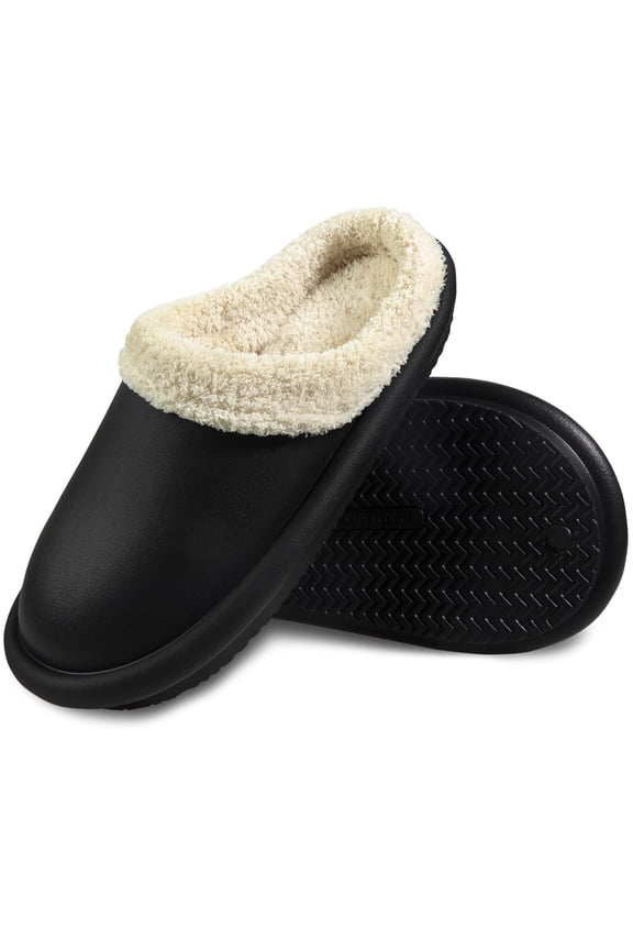 Slippers for Women and Men House Shoes Indoor Outdoor, Black W8.5-9.5 M7-8