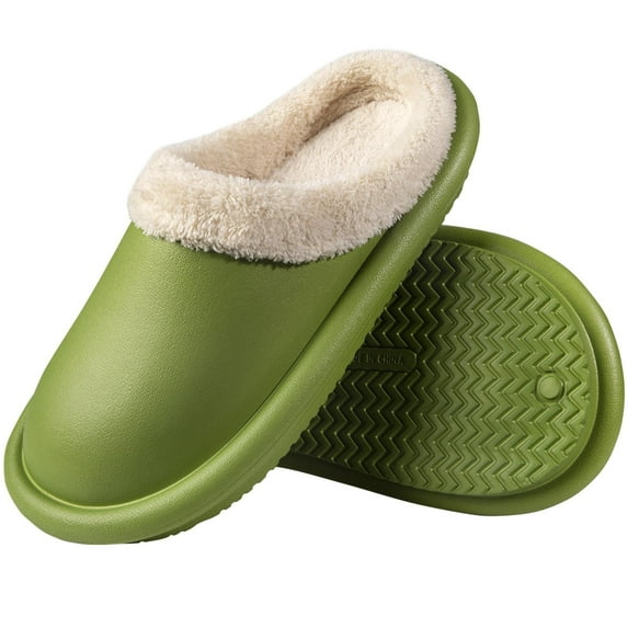 Kushionstock Slippers for Women and Men House Shoes Indoor Outdoor, Green Size W8-8.5 M6-7