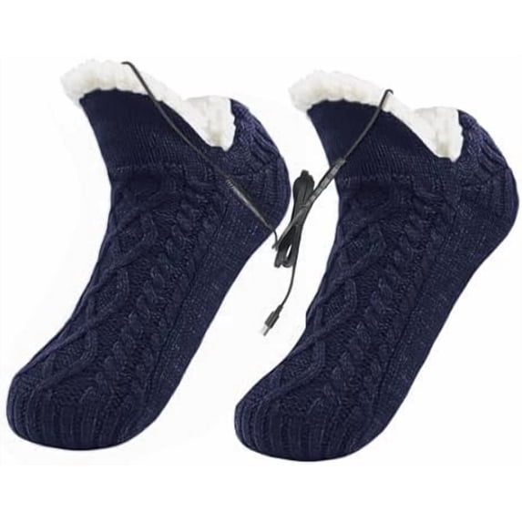 Slippers for Women and Men USB Heated Slipper Socks Indoor Foot Warmer with Fast Heating Sole for US Sizes Women 7.5-10.5 and Men 6-9