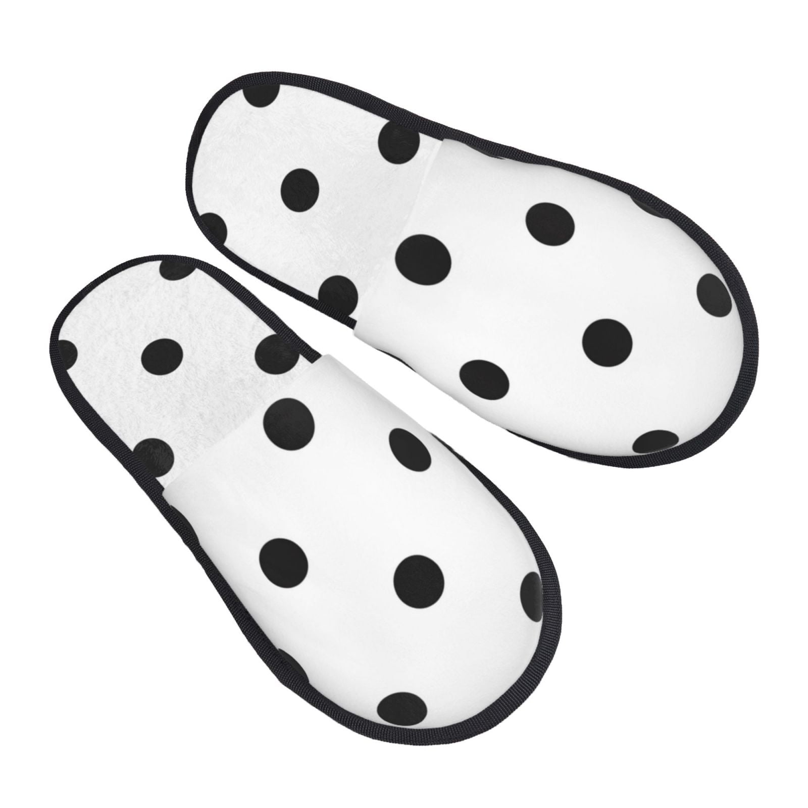 Slippers for Women, black polka dots white Womens Slippers Fuzzy Winter