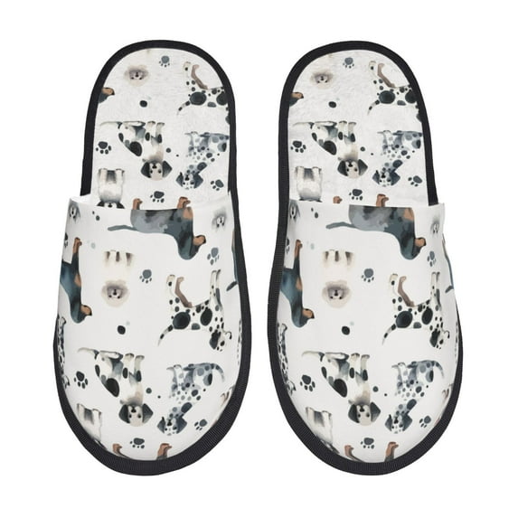 Slippers for Women, funny Cute Dog Dalmatian Womens Slippers Fuzzy Winter House Shoes, Soft Anti-Skid Slippers Indoor and Outdoor
