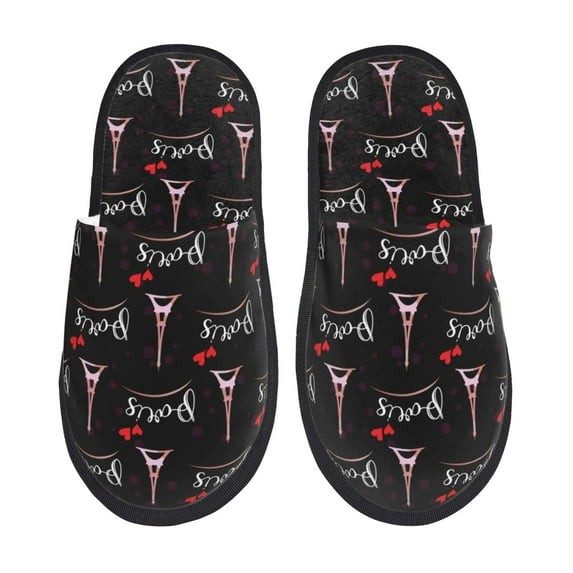 Slippers for Women, paris Eiffel Tower Womens Slippers Fuzzy Winter House Shoes, Soft Anti-Skid Slippers Indoor and Outdoor