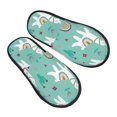 Slippers for Women, scandinavian style cute lamas green Womens Slippers