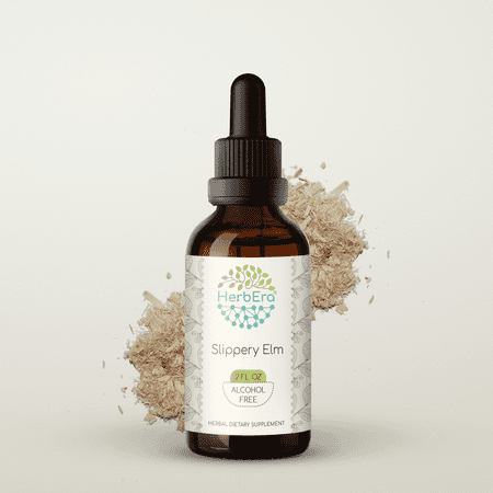 HerbEra Slippery Elm Tincture, Herbal Dietary Supplement for Digestive and Throat Support, Slippery Elm (Ulmus rubra) Dried Bark Extract, Natural, Alcohol-Free, Drops 2 oz