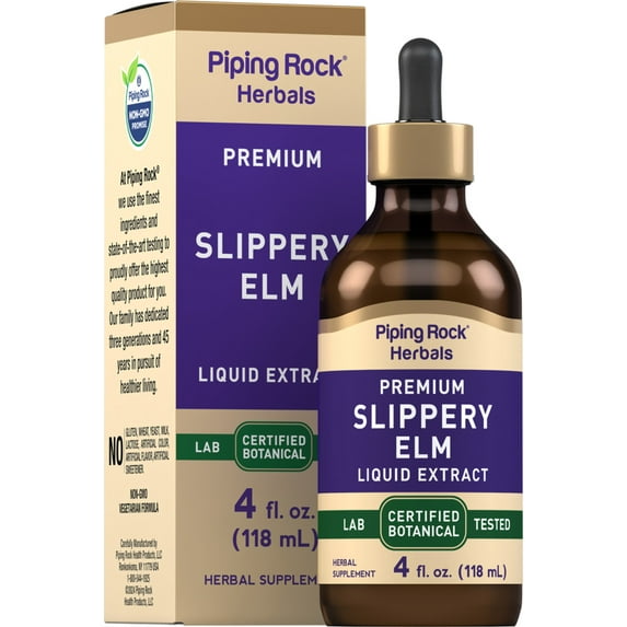 Slippery Elm Bark Liquid Drops | 4 fl oz | Supplement for Men and Women | by Piping Rock