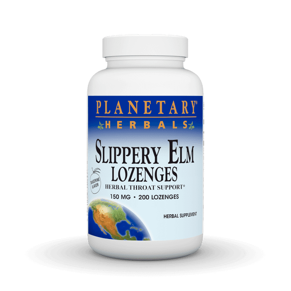 Planetary Herbals Slippery Elm, Herbal Throat Support*, 150 mg - 200 Tangerine Flavored Lozenges