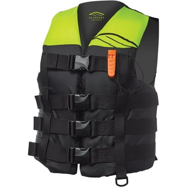 Slippery Wetsuits USCG Type III Adult Life Jacket, Nylon Black/Yellow, 2XL/3XL
