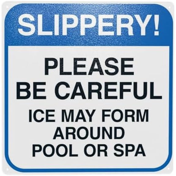 Slippery Ice May Form Around Pool Or Spa Warning Sign, Pool Rules Metal Signs for Home Business Outdoor Indoor Road Yard Garage Street Wall Caution Custom Decor 12 x 12 Inch