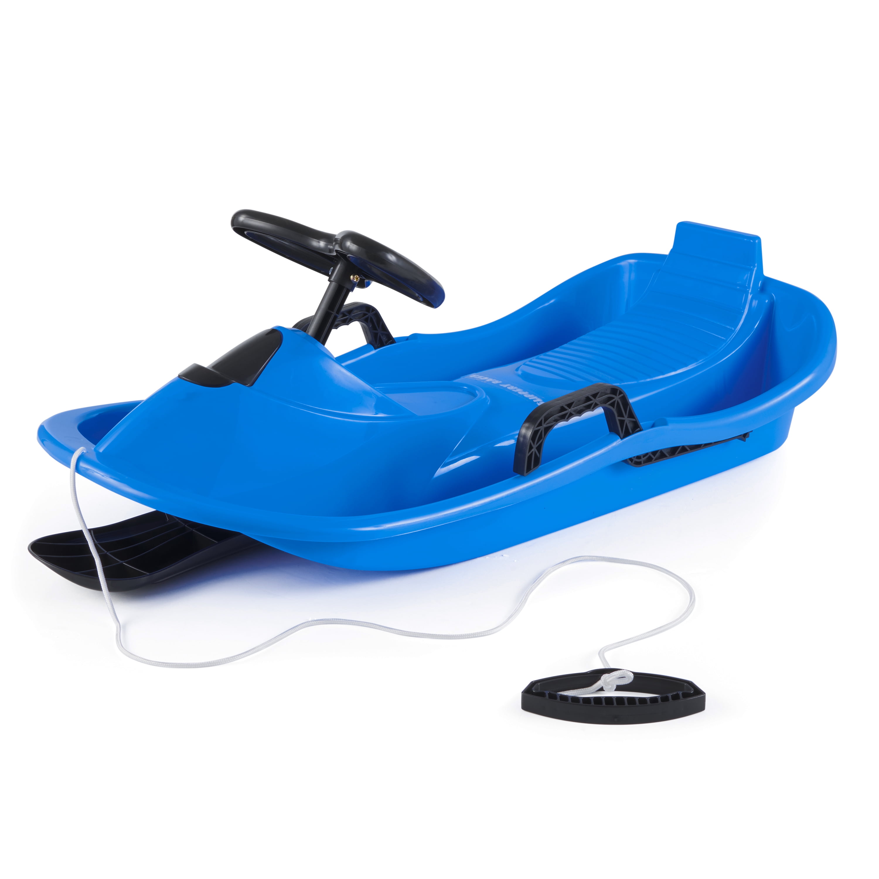 Slippery Racer Steerable Toddler Plastic Snow Sled, Blue Baby