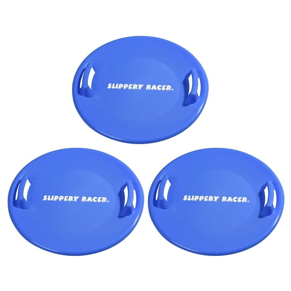Slippery Racer Downhill Pro Adults and Kids Saucer Disc Snow Sled (3 Pack)