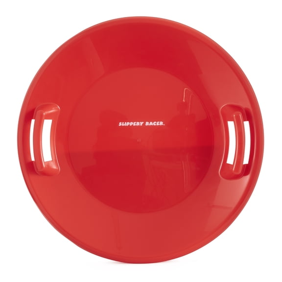 Open Box Slippery Racer Pro Adults and Kids Plastic Saucer Disc Snow Sled, Red