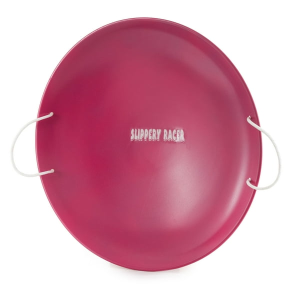 Slippery Racer ProDisc 26-Inch Metal Saucer Sled with Rope Handles, Pink