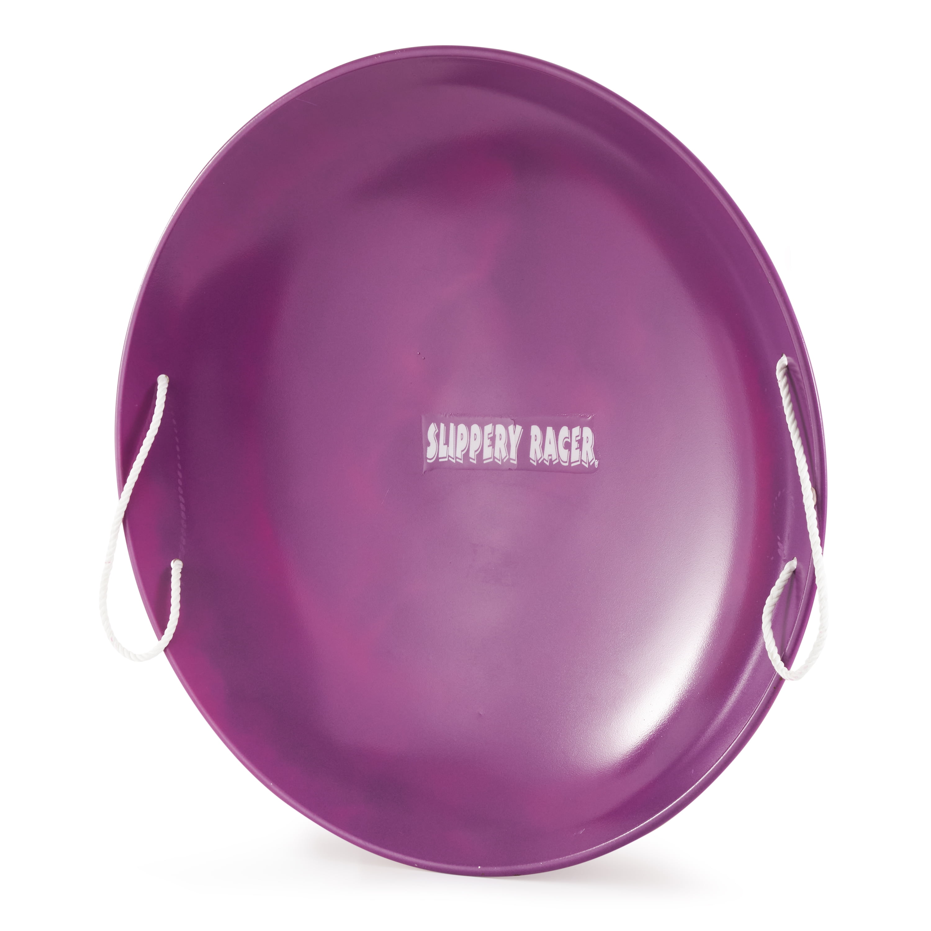 Slippery Racer ProDisc 26-Inch Metal Saucer Sled with Rope Handles, Purple