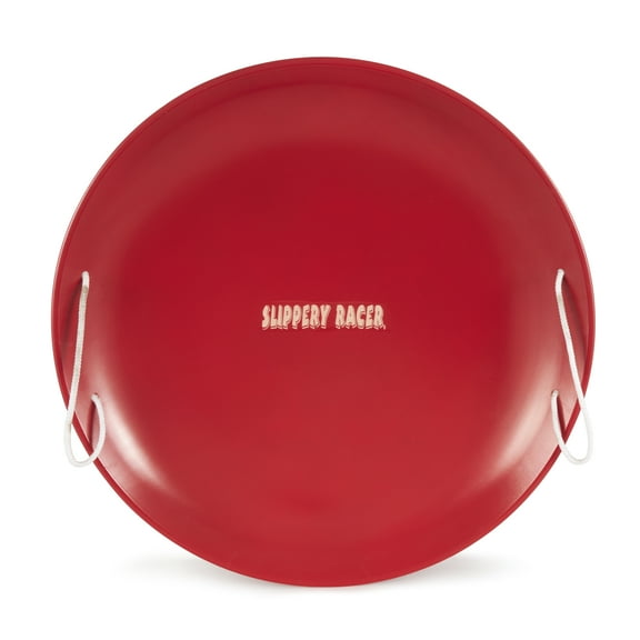 Slippery Racer ProDisc 26-Inch Metal Saucer Sled with Rope Handles, Red