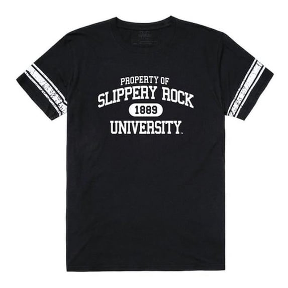 Slippery Rock University Property Football Short Sleeve T-Shirt, Black & White - Medium