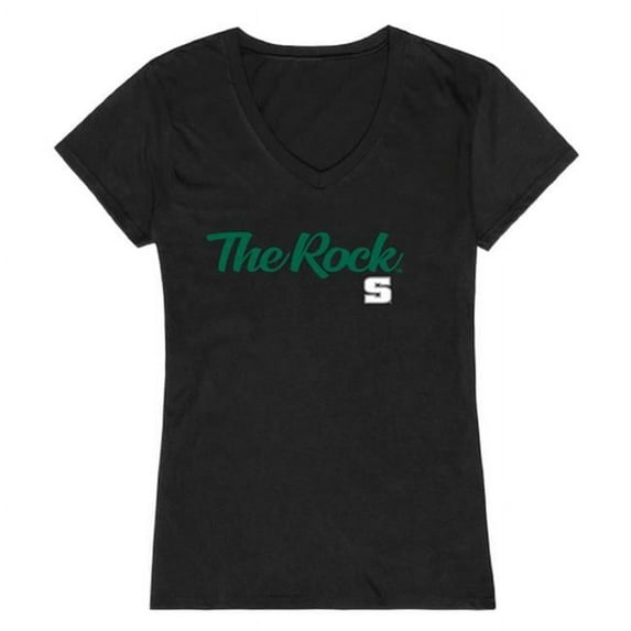 Slippery Rock University The Rock Women Script Short Sleeve T-Shirt, Black - Small