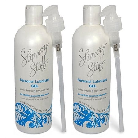 Slippery Stuff Personal Lubricant, Water Based, Easy Clean, Unscented, 16 Oz, 2 Count