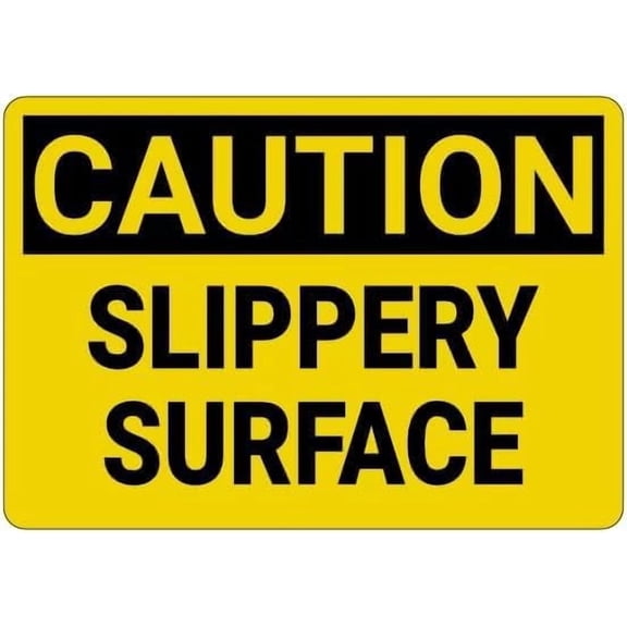 Slippery Surface Smooth Ground Hazard Metal Sign 8x12 Inch for Commercial Venue Pool Spa Workshop Street Yard Outdoor Indoor Slip Risk Traffic Reminder Caution Marker Notice
