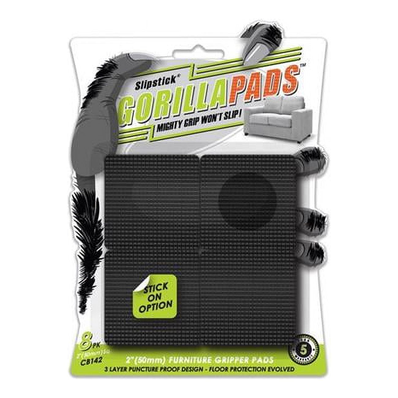 Slipstick 2 x 2 in. Black Square GorillaPads Rubber Self Adhesive