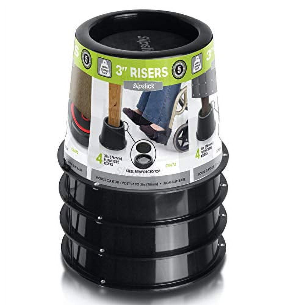 Slipstick 3 Inch Bed Risers/Furniture Raisers with Steel Reinforced