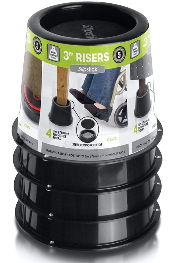 CB672 3 Inch Bed Risers/Furniture Raisers with Steel Reinforced Holder Top, Lifts Height 3" (4 Pack)