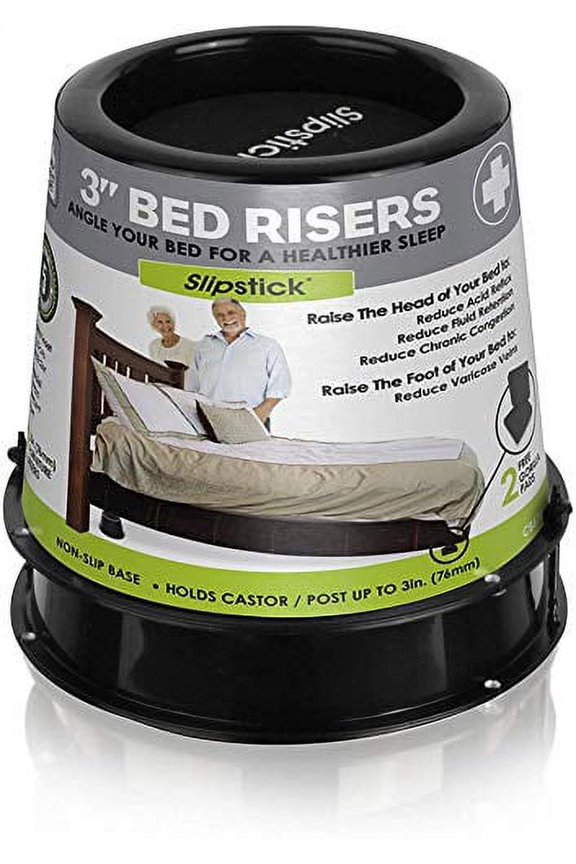 CB676 3 Inch Incline Bed Risers for Acid Reflux, Pain, and Breathing Relief (Set of 2 Medical Risers and 2 GorillaPads) Raises/Elevates Head of Bed