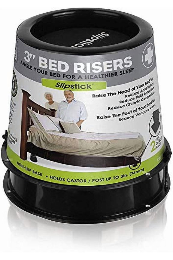 CB676 3 Inch Incline Bed Risers for Acid Reflux, Pain, and Breathing Relief (Set of 2 Medical Risers and 2 GorillaPads) Raises/Elevates Head of Bed